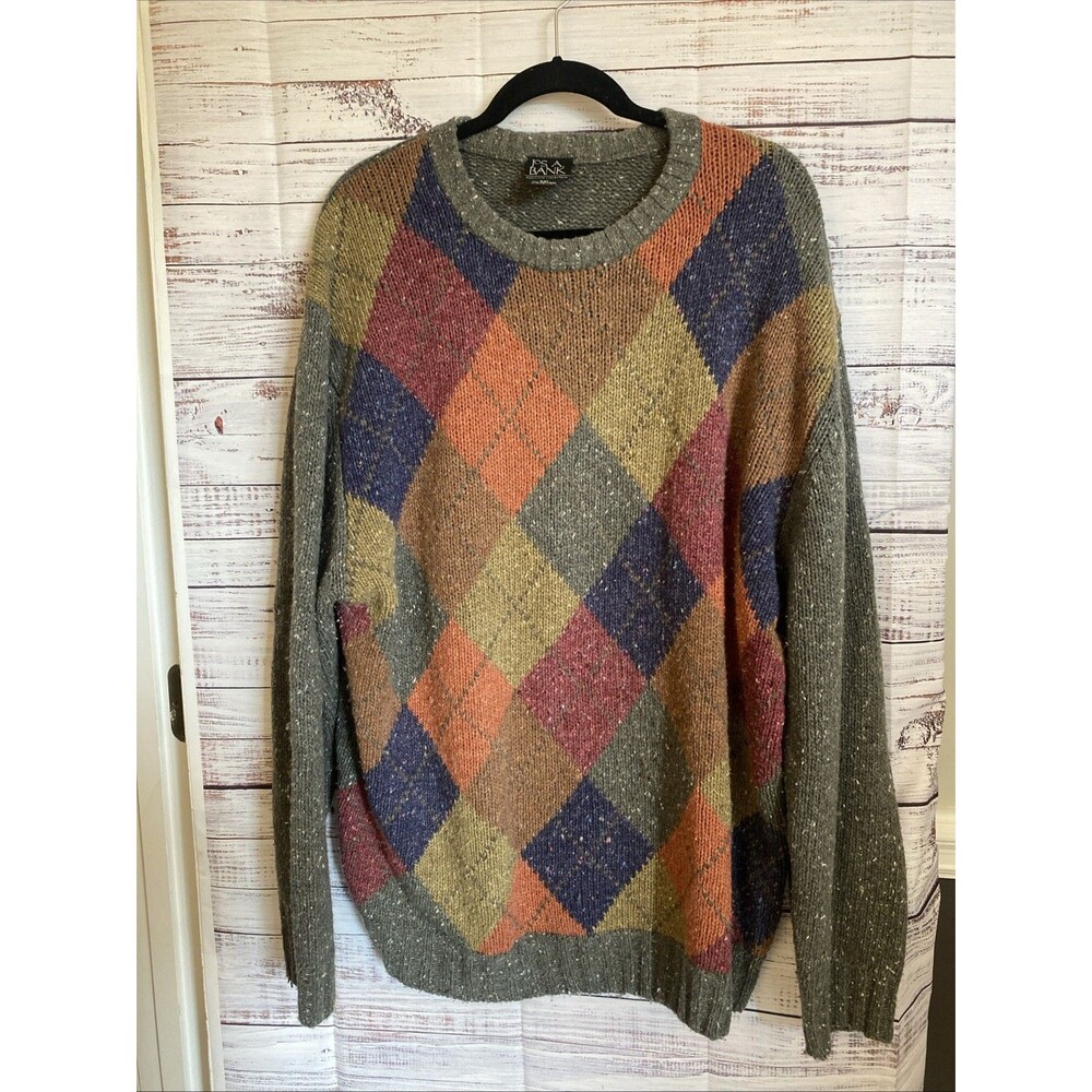 Jos. A. Bank Men's executive collection XXL Argyle Crewneck Sweater Lambswool